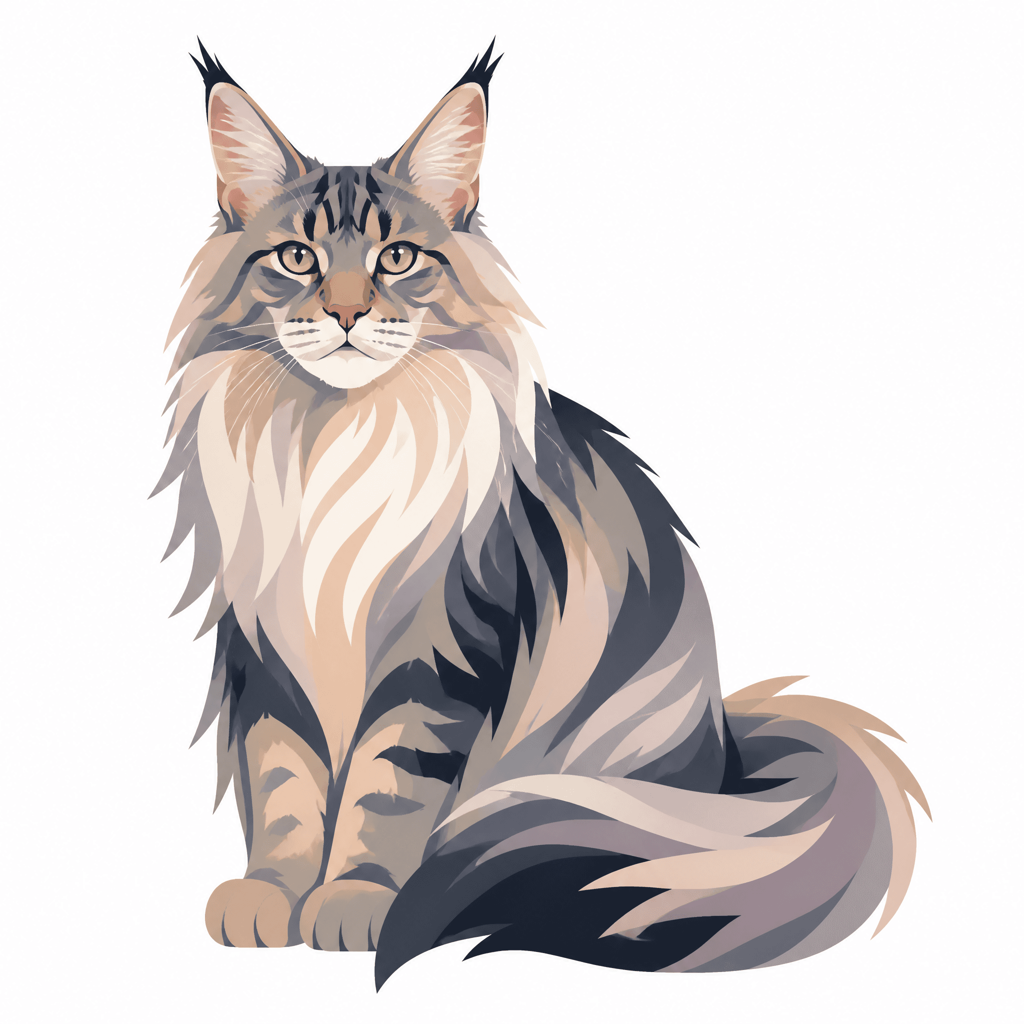 Affiche Maine Coon — portrait flat graphic