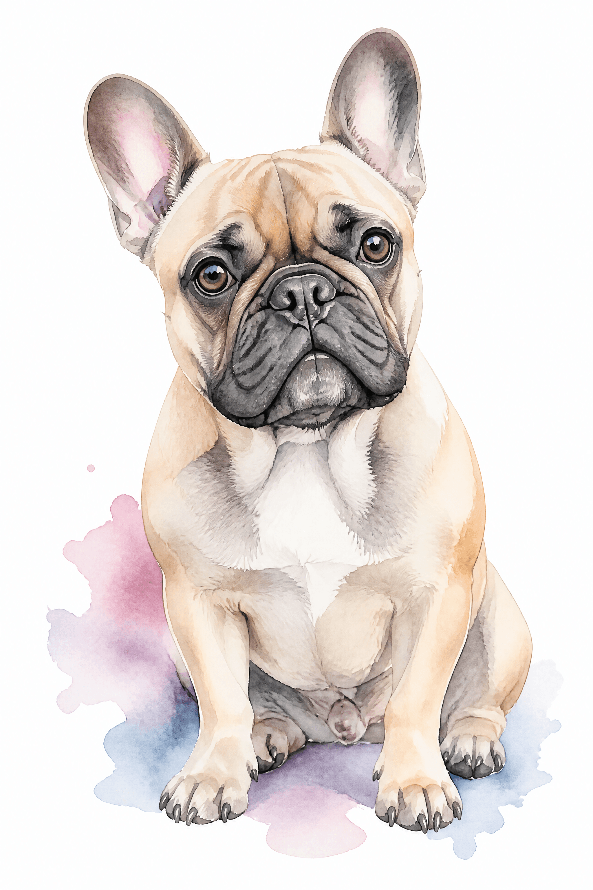 Affiche Bouledogue Français — portrait aquarelle
