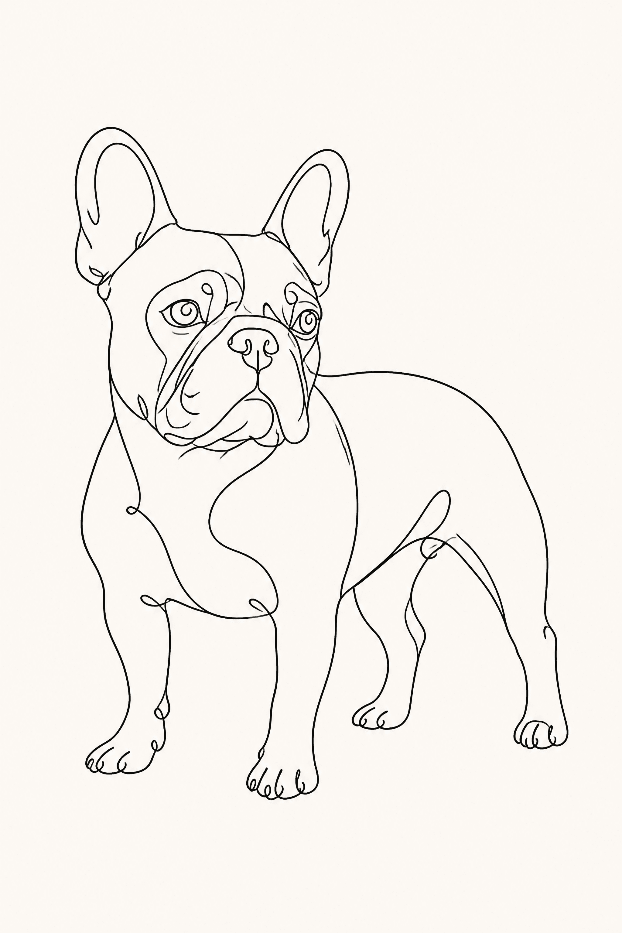Affiche Bouledogue Français — portrait line art