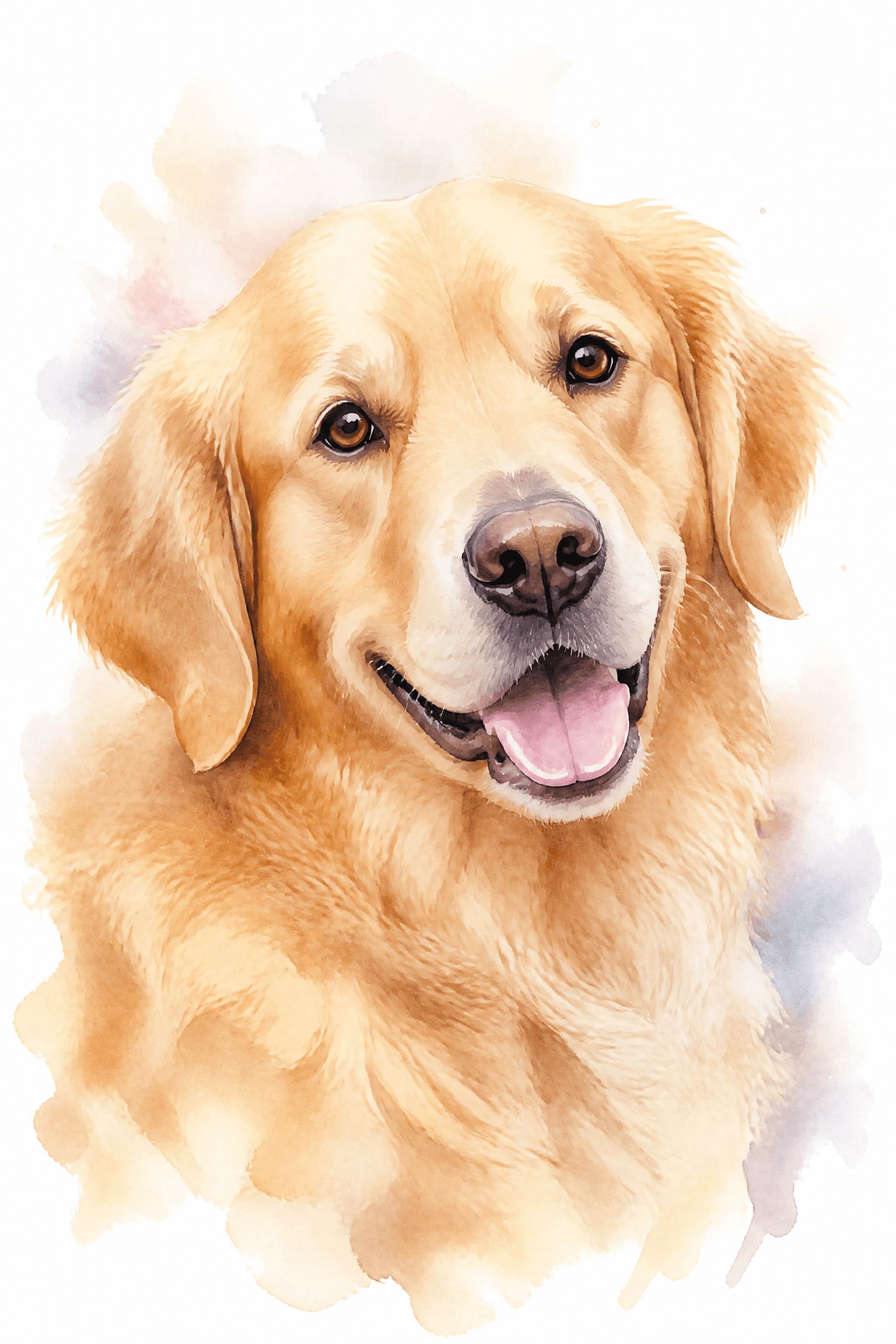 Portrait aquarelle d'un golden retriever