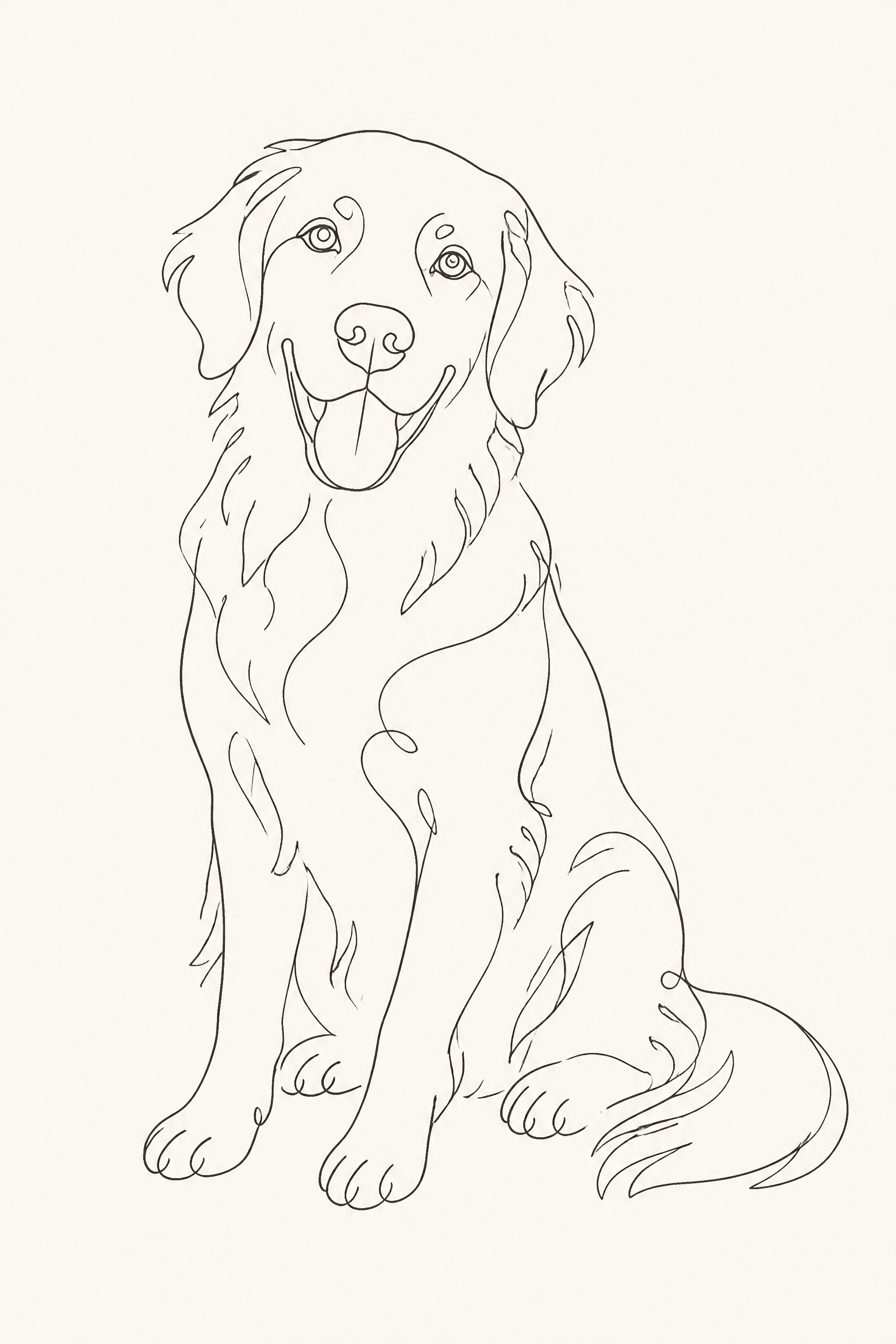 Affiche Golden Retriever — portrait line art