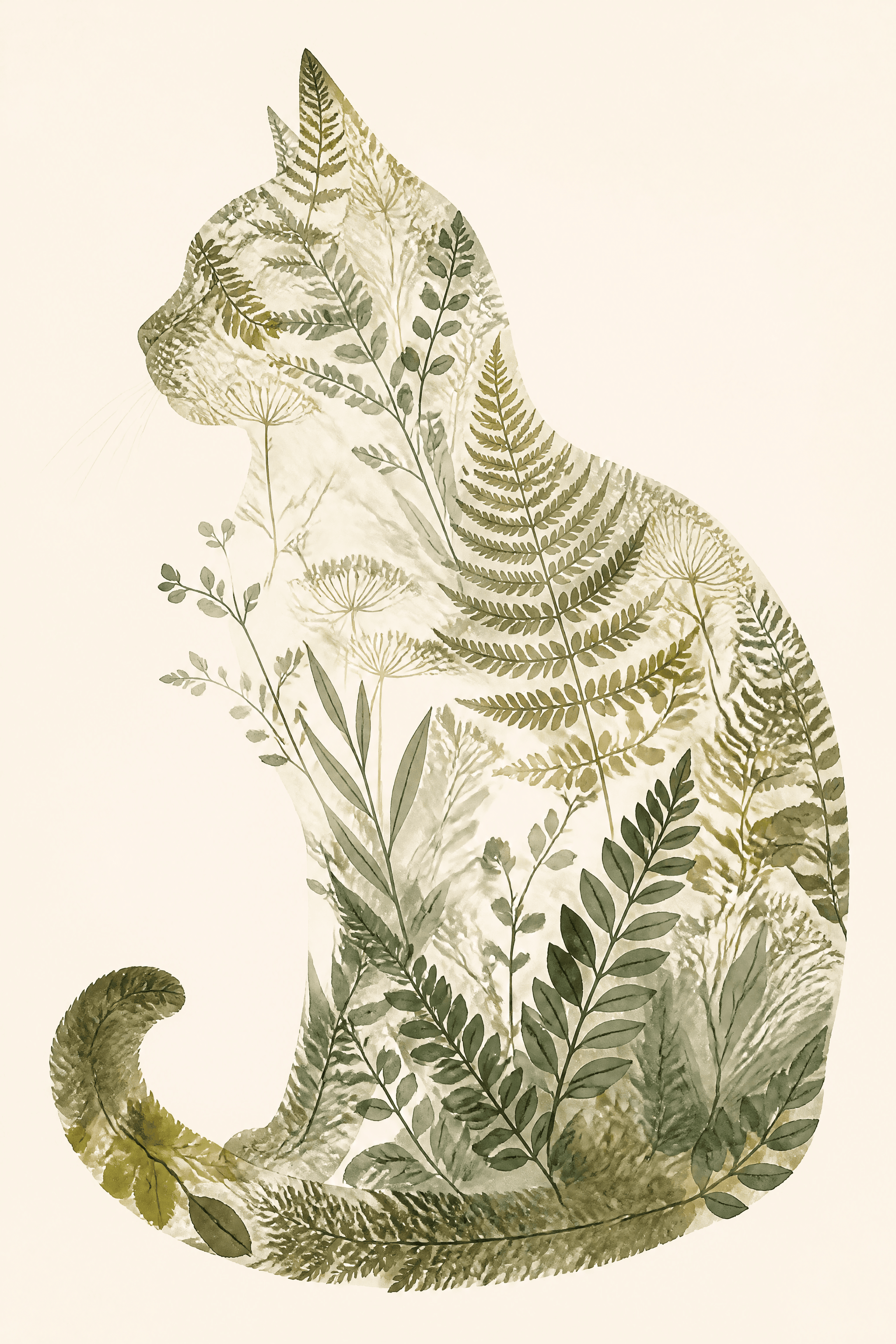 Affiche Botanique Chat — silhouette végétale