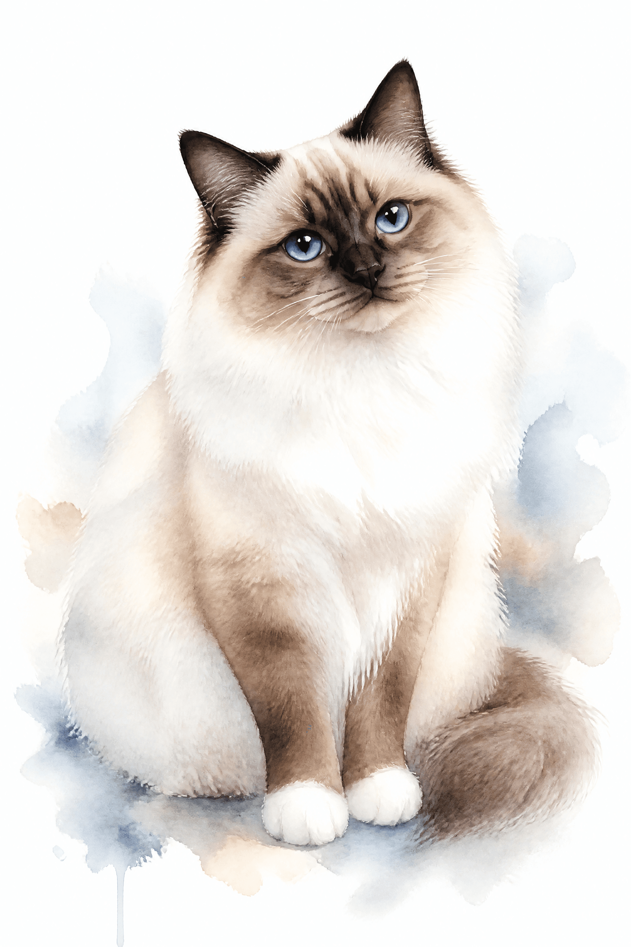 Affiche Birman — portrait aquarelle