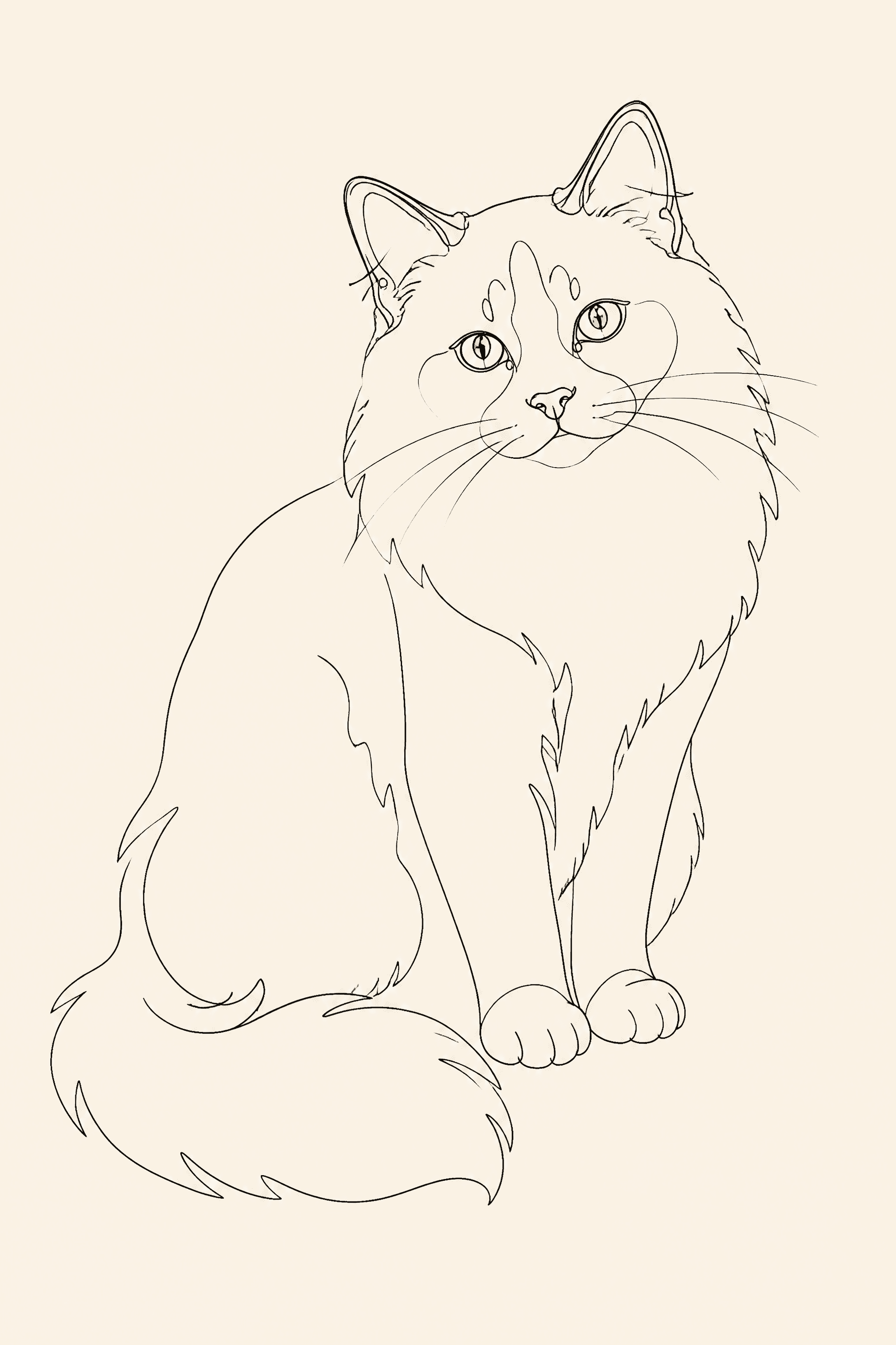 Affiche Birman — portrait line art