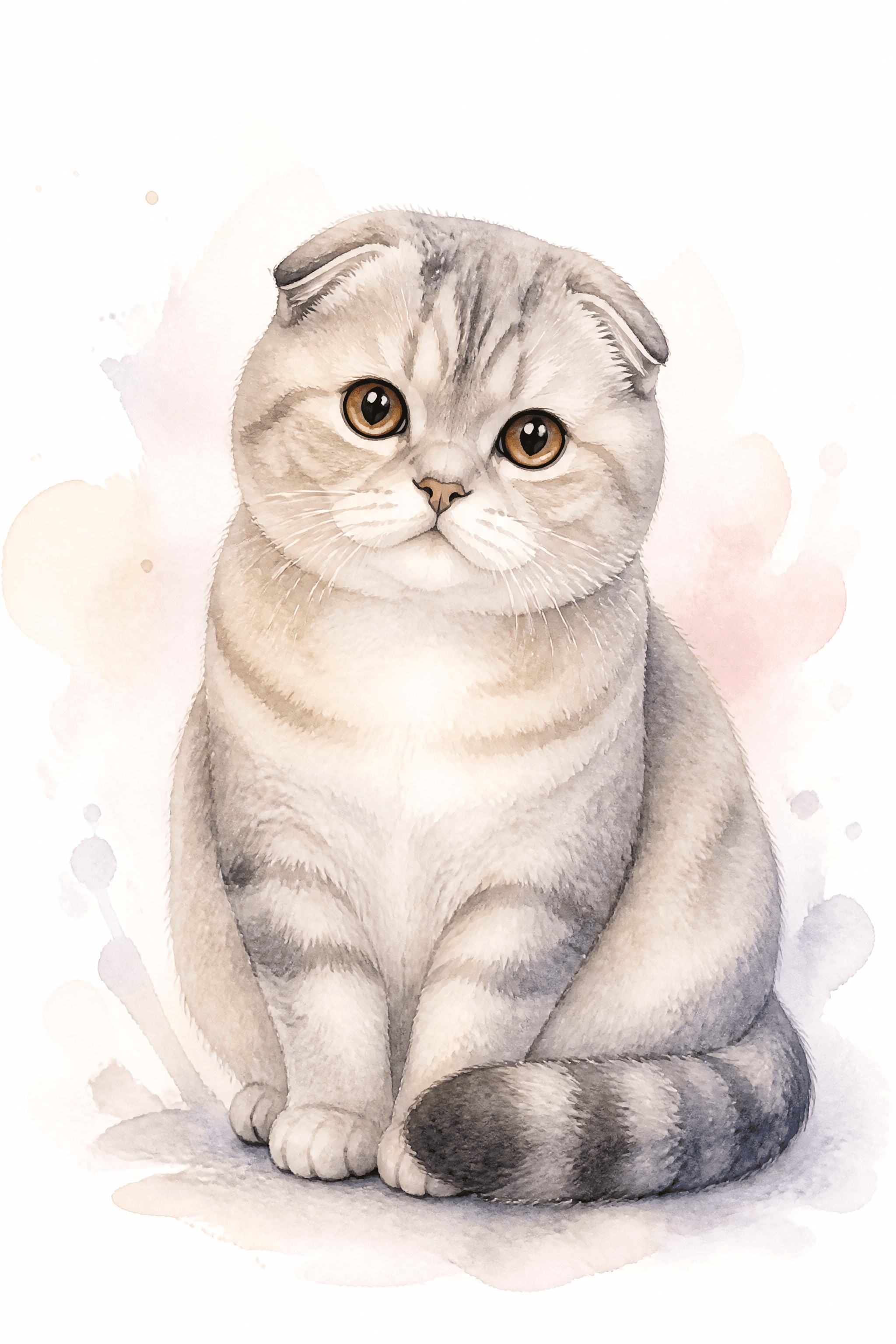 Affiche Scottish Fold — portrait aquarelle