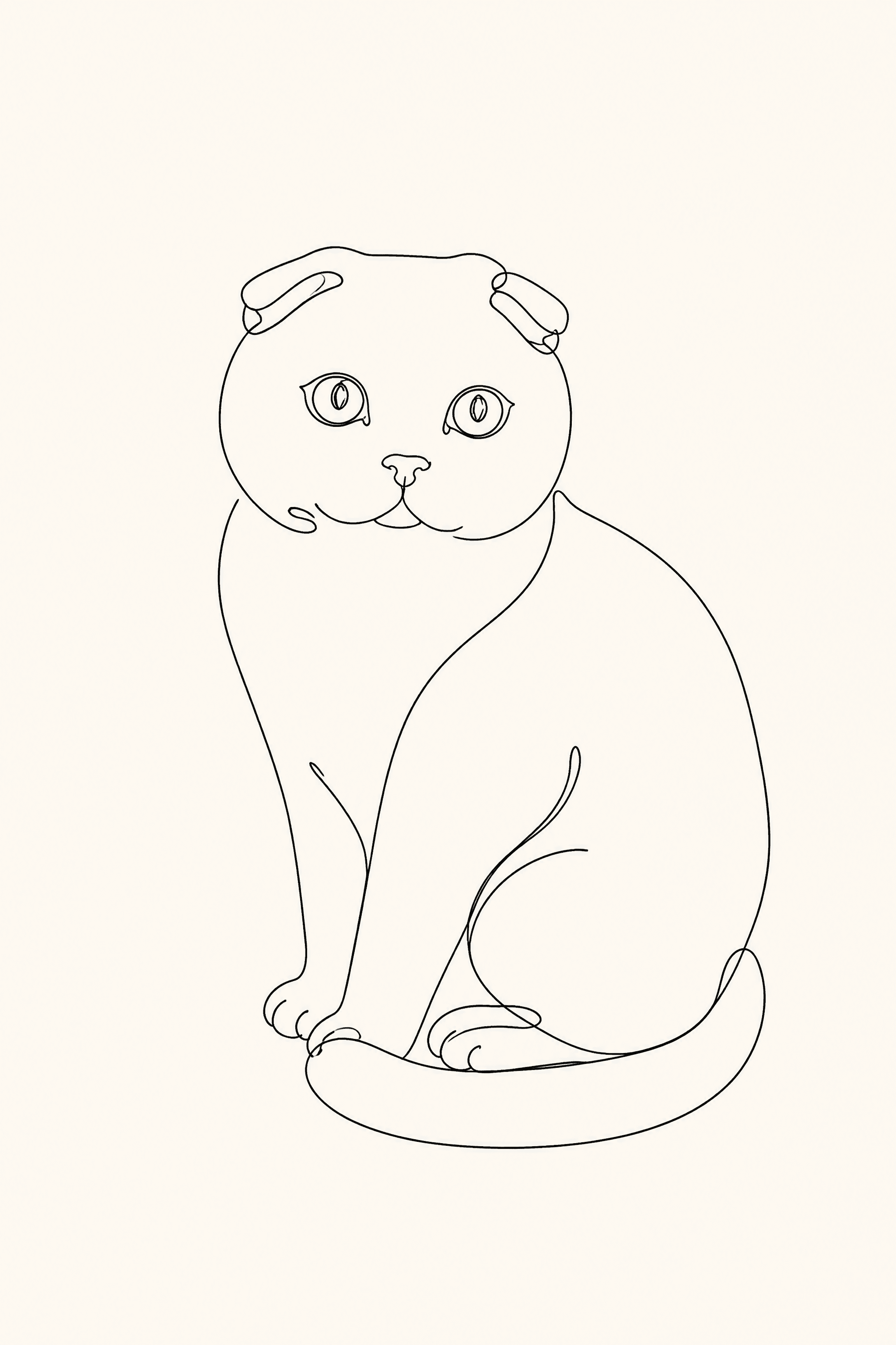 Affiche Scottish Fold — portrait line art