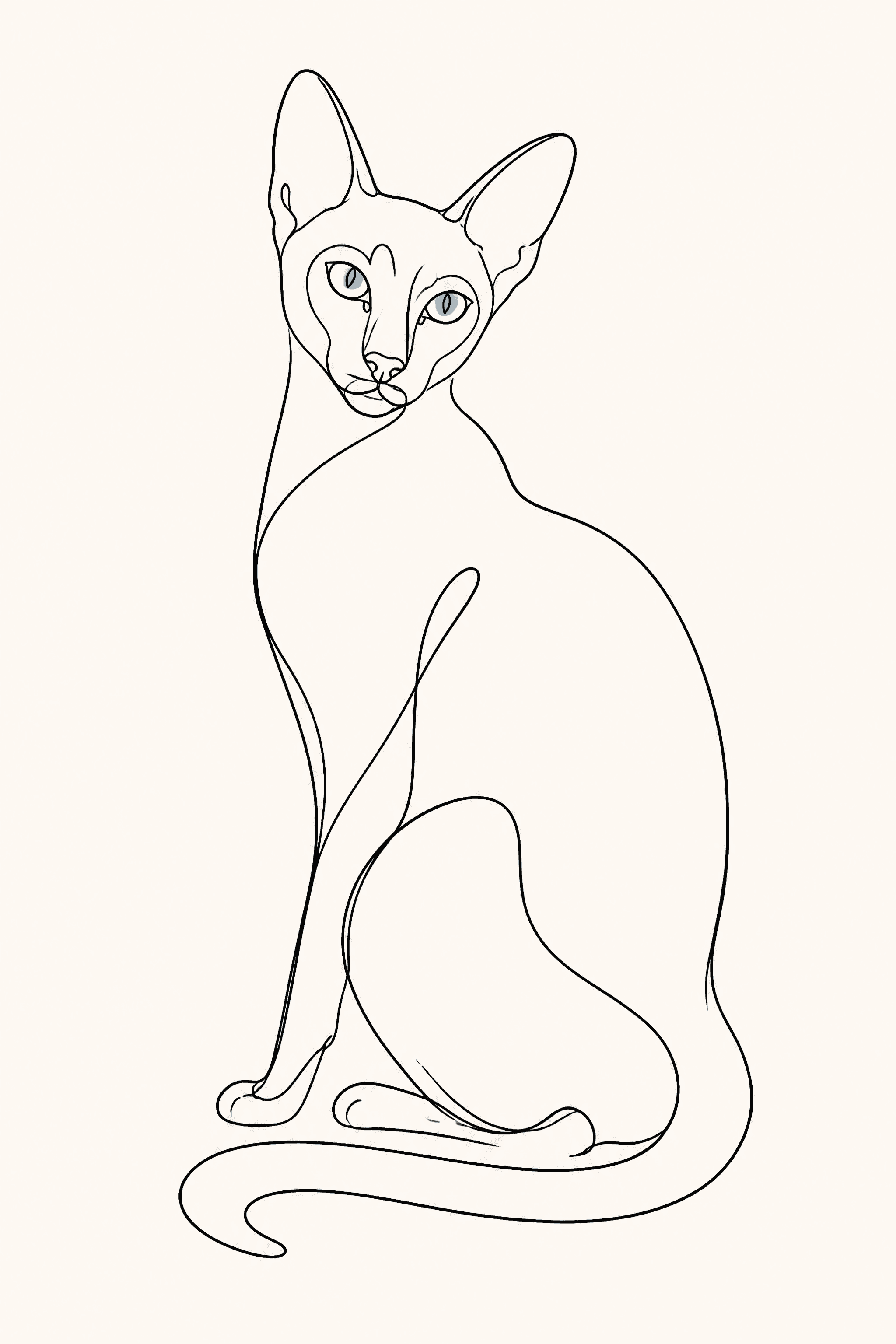 Affiche Siamois — portrait line art
