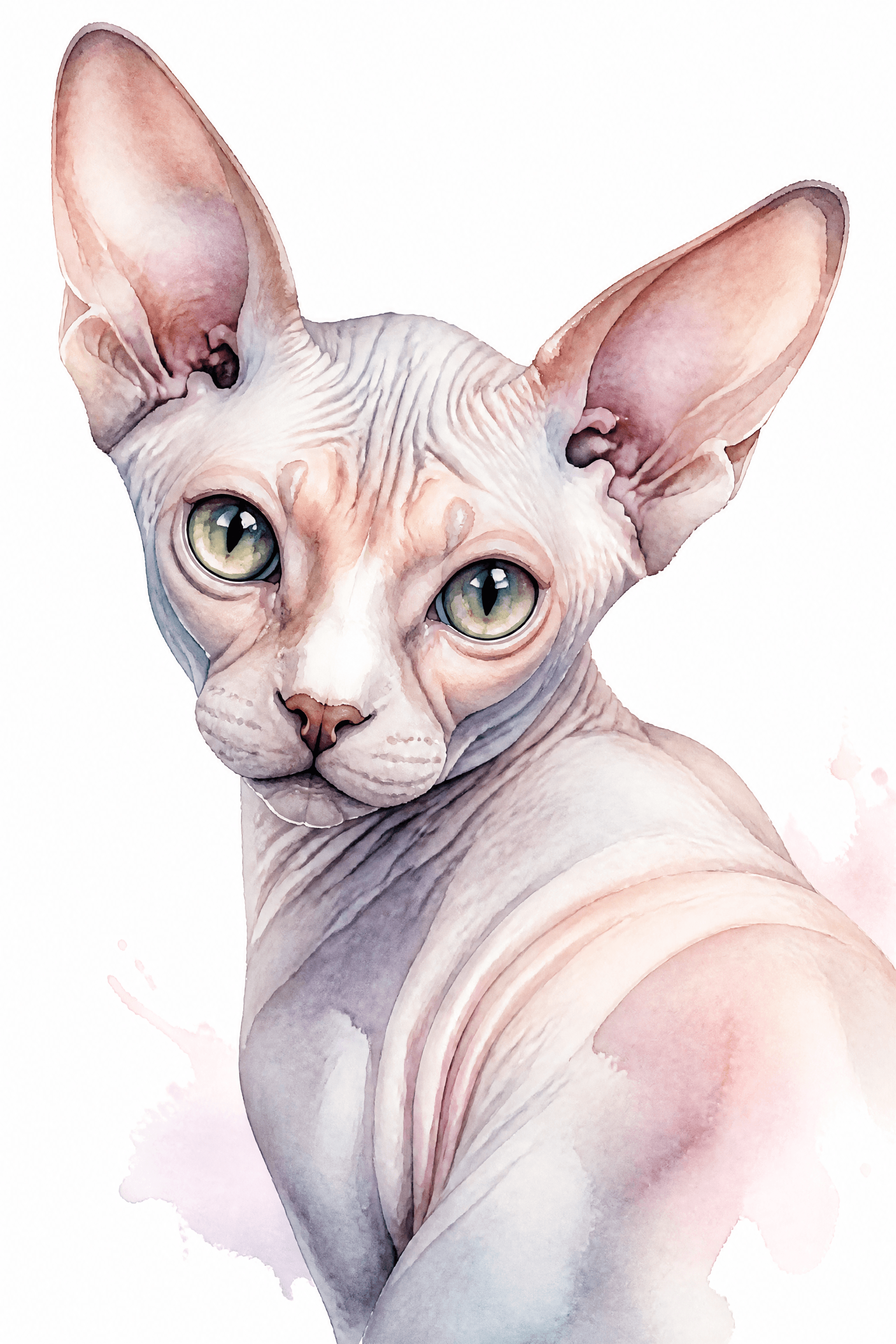 Affiche Sphynx — portrait aquarelle
