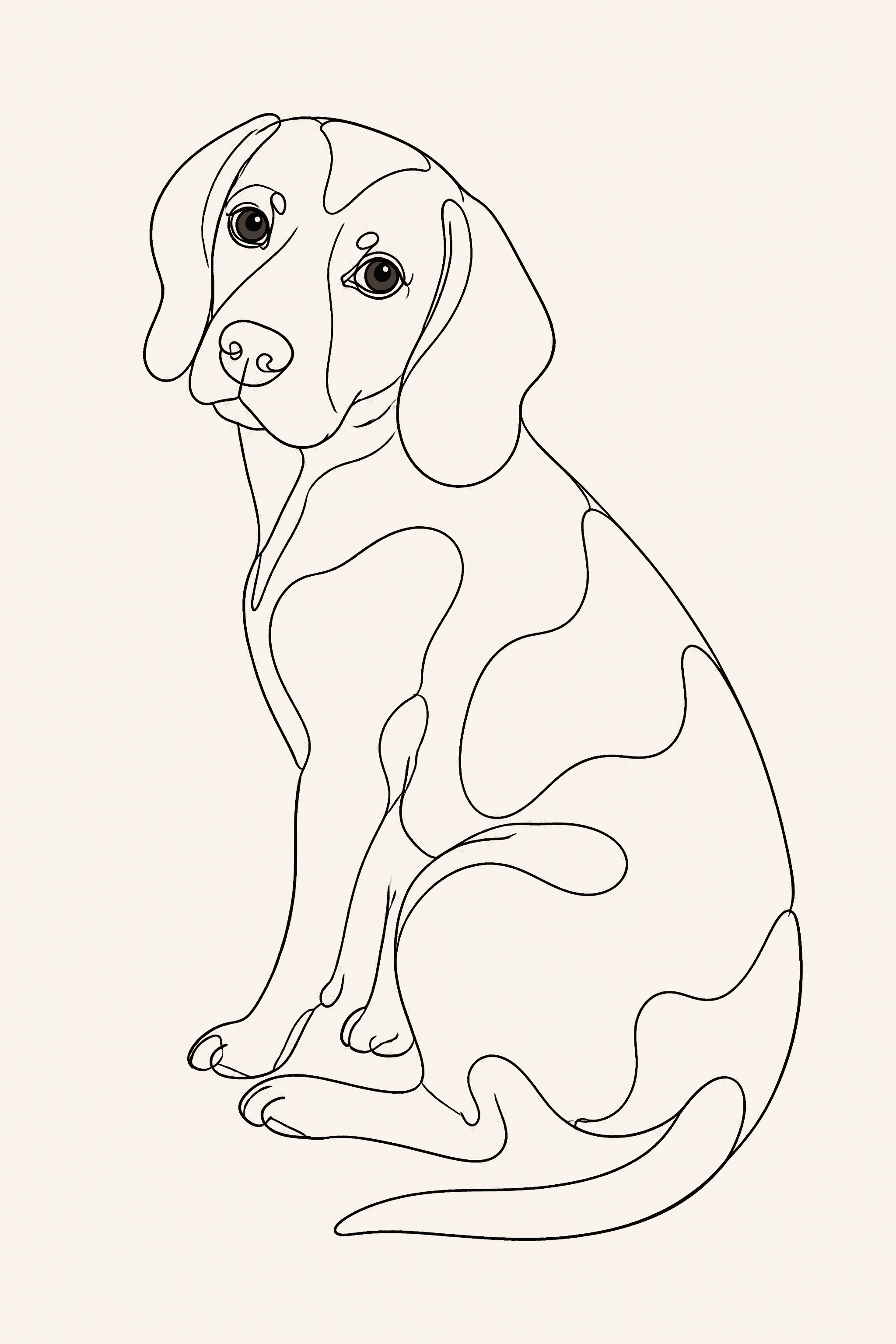 Affiche Beagle — portrait line art