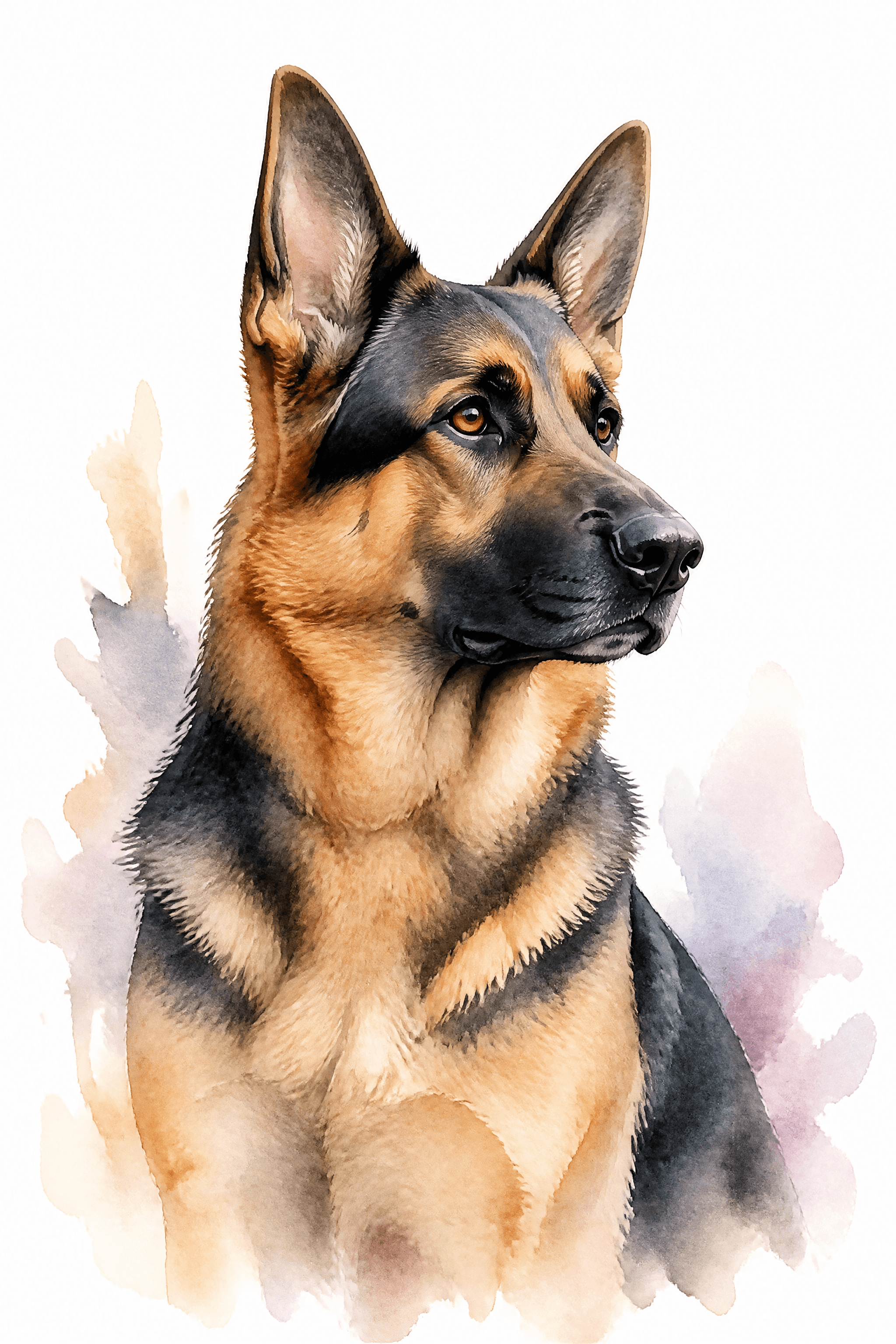 Affiche Berger Allemand — portrait aquarelle