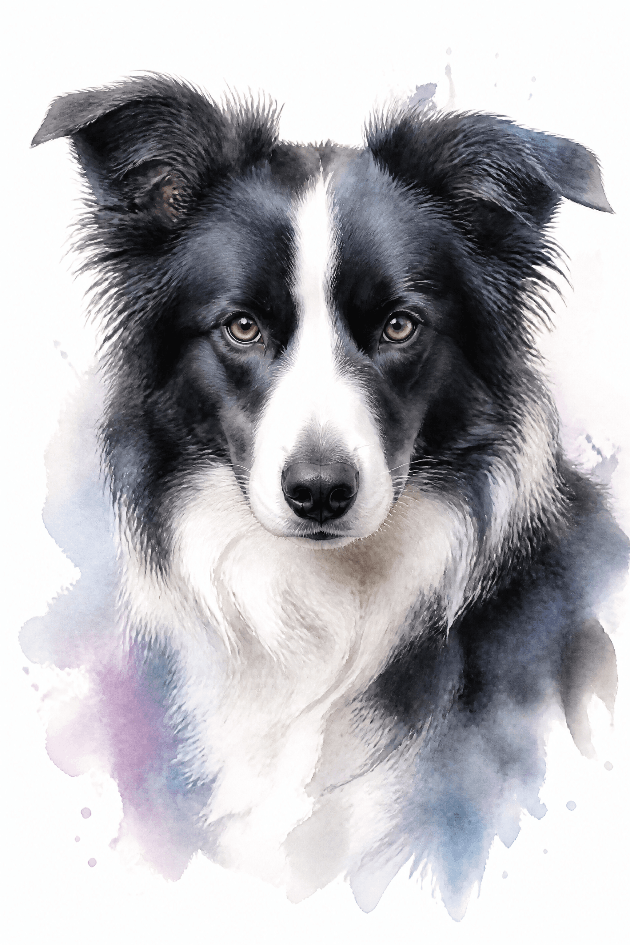 Affiche Border Collie — portrait aquarelle