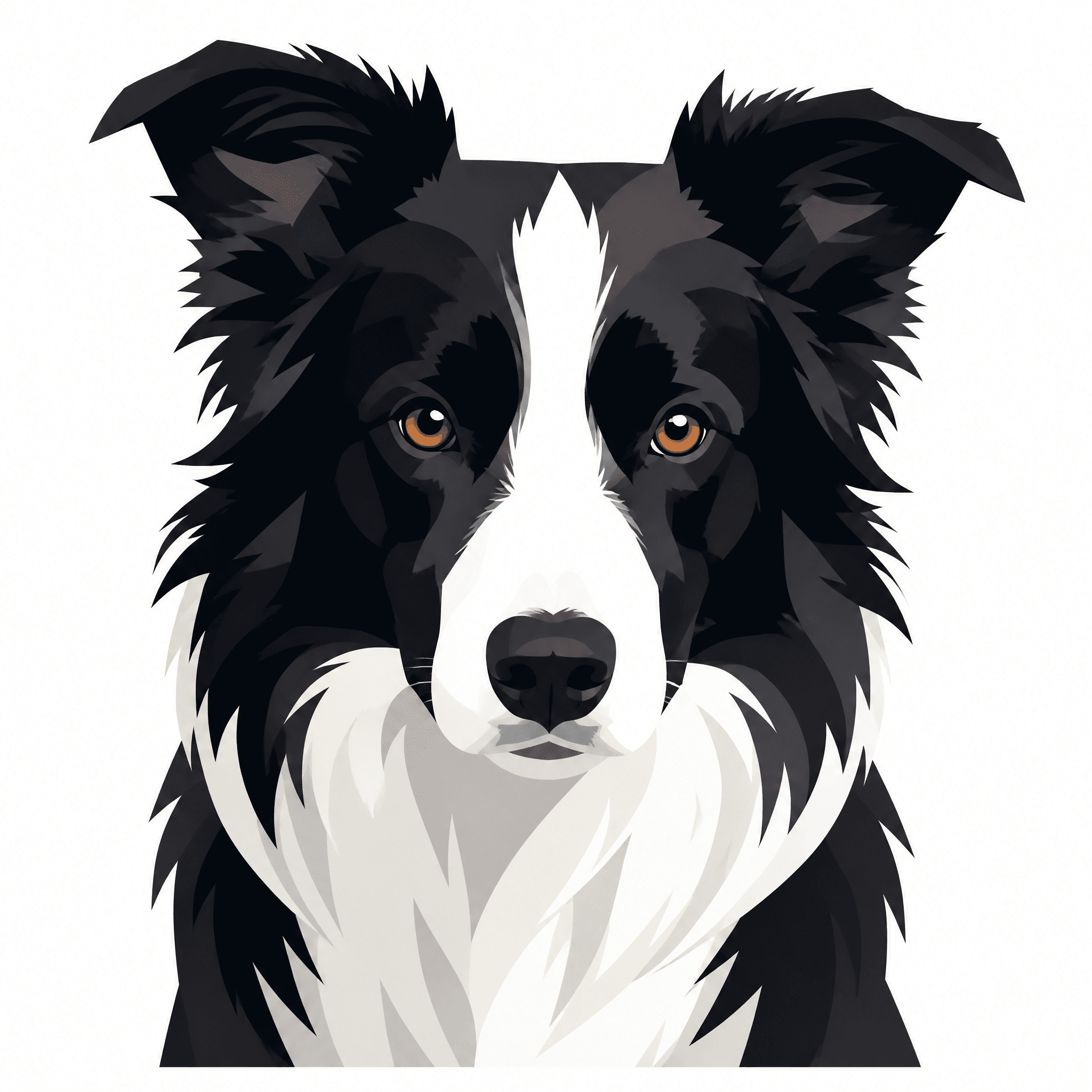 Affiche Border Collie — portrait flat graphic