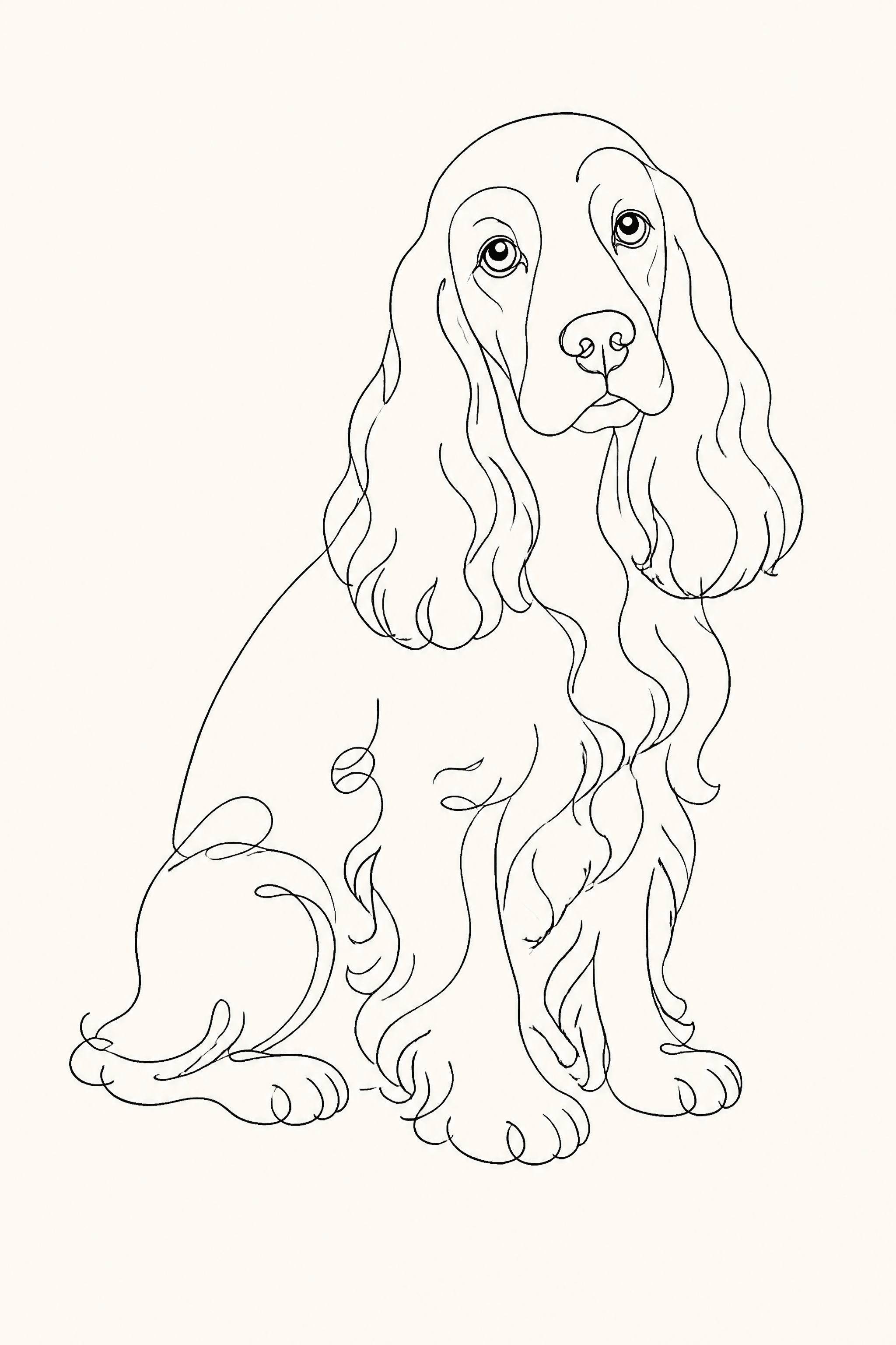 Affiche Cocker Spaniel — portrait line art