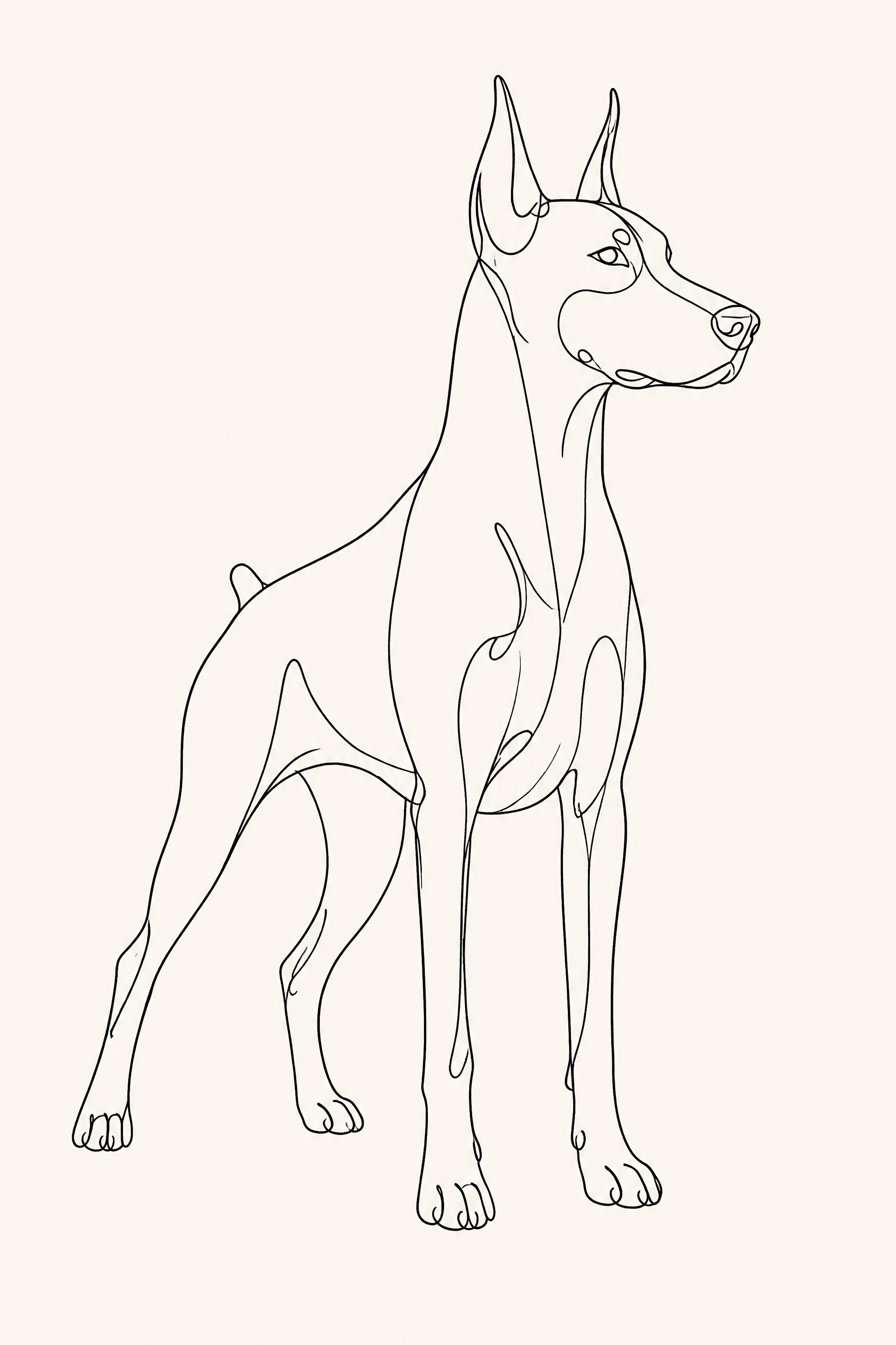 Affiche Dobermann — portrait line art