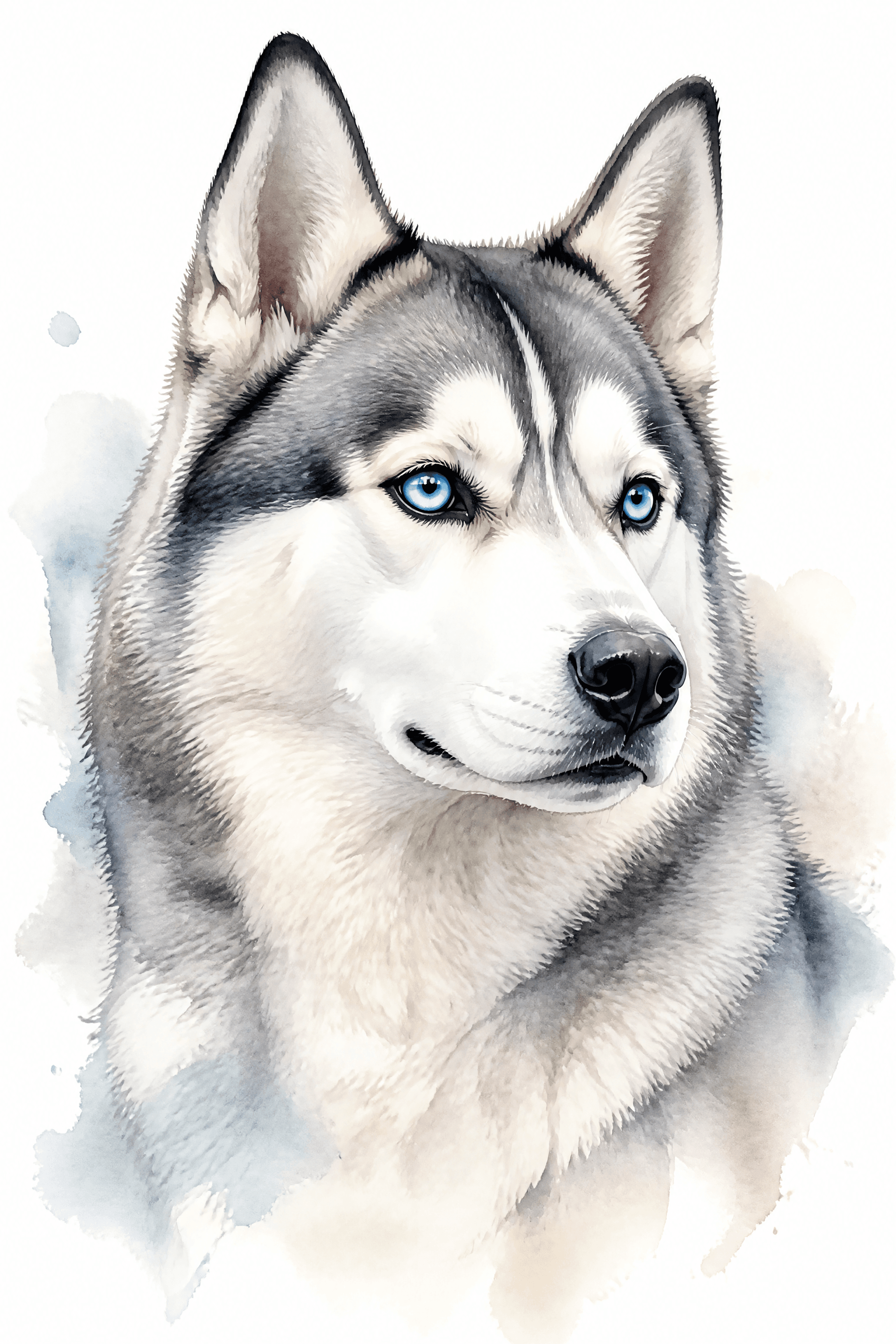 Affiche Husky Sibérien — portrait aquarelle