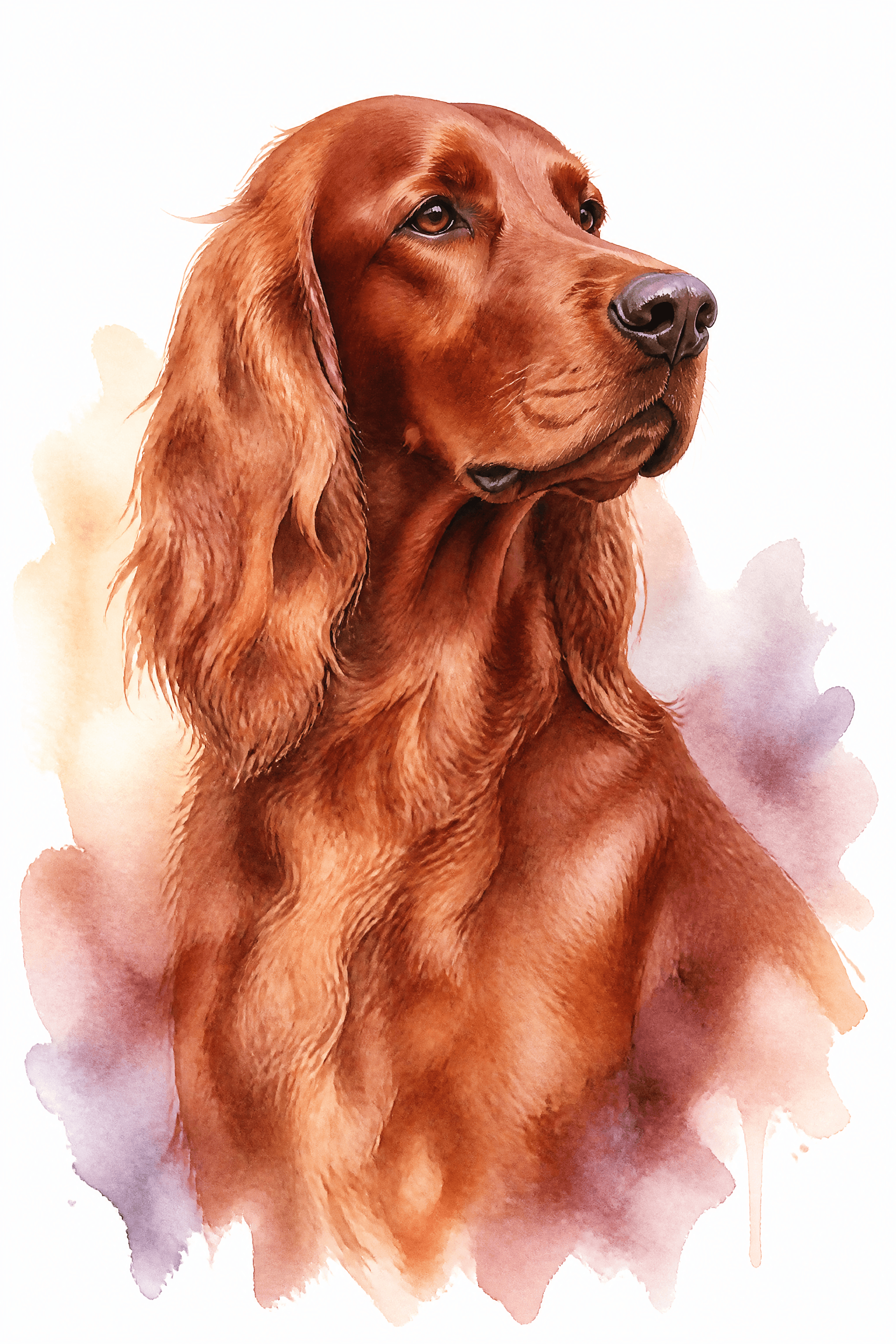 Affiche Setter Irlandais — portrait aquarelle