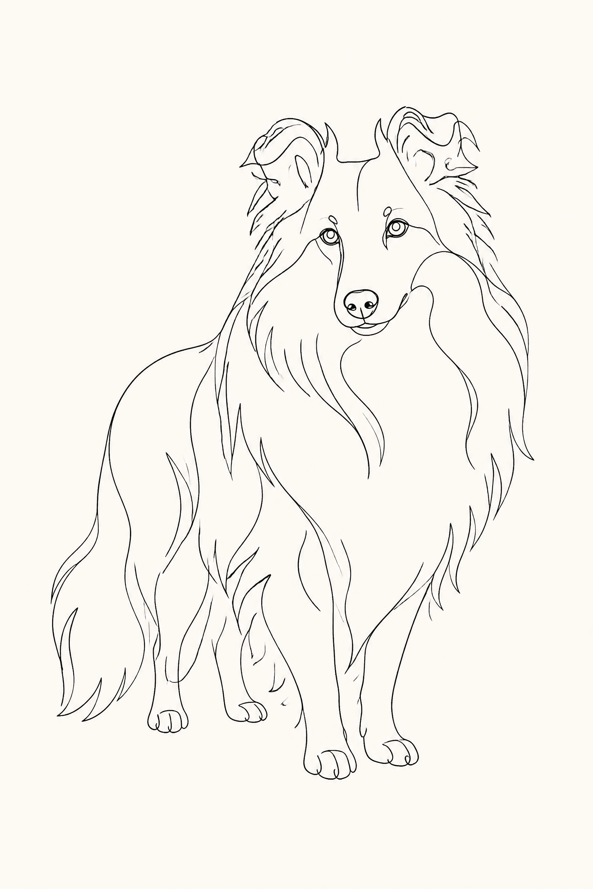Affiche Sheltie — portrait line art